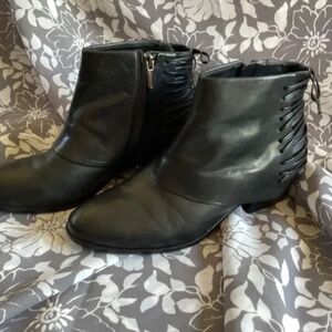 Sam Edelman Black Leather Lace Back Boot
